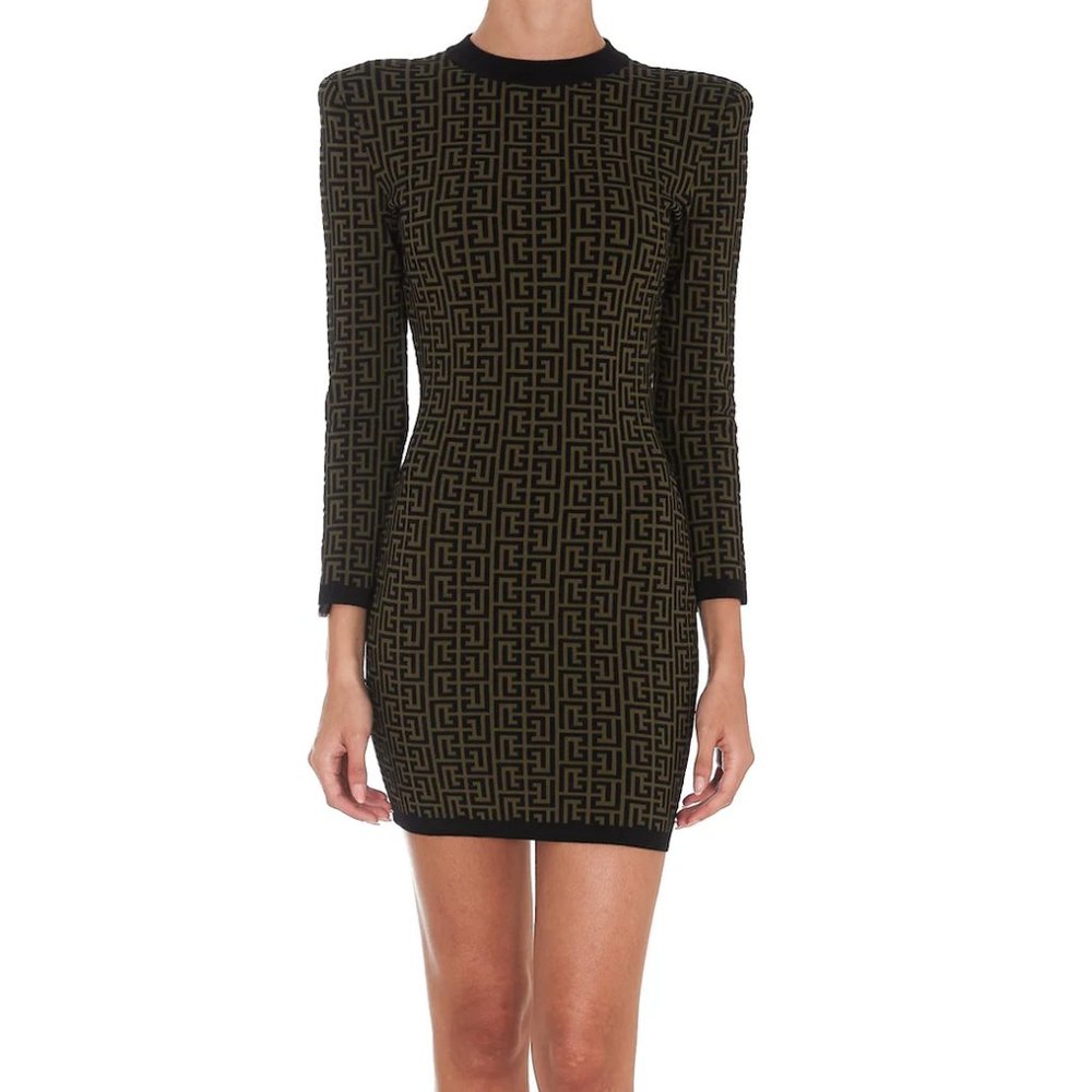 NEW Dress Balmain monogram-jacquard Size 40